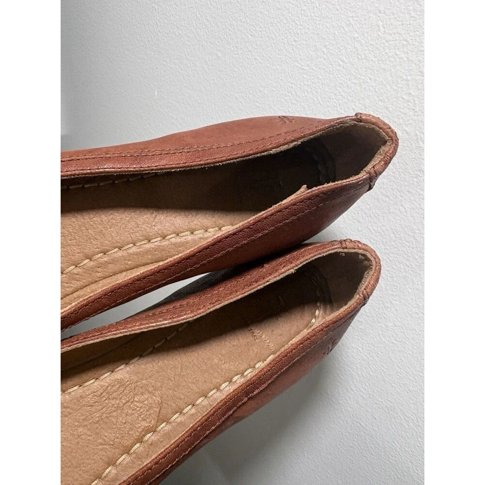 Frye Carson Ballet Flats Women's Size 8.5 Cognac Slip On Leather Shoes